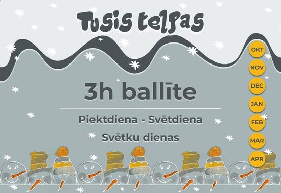 Tusis telpu īre 3h ziemas sezona (piektdiena - svētdiena) un svētku dienas 30 pers.